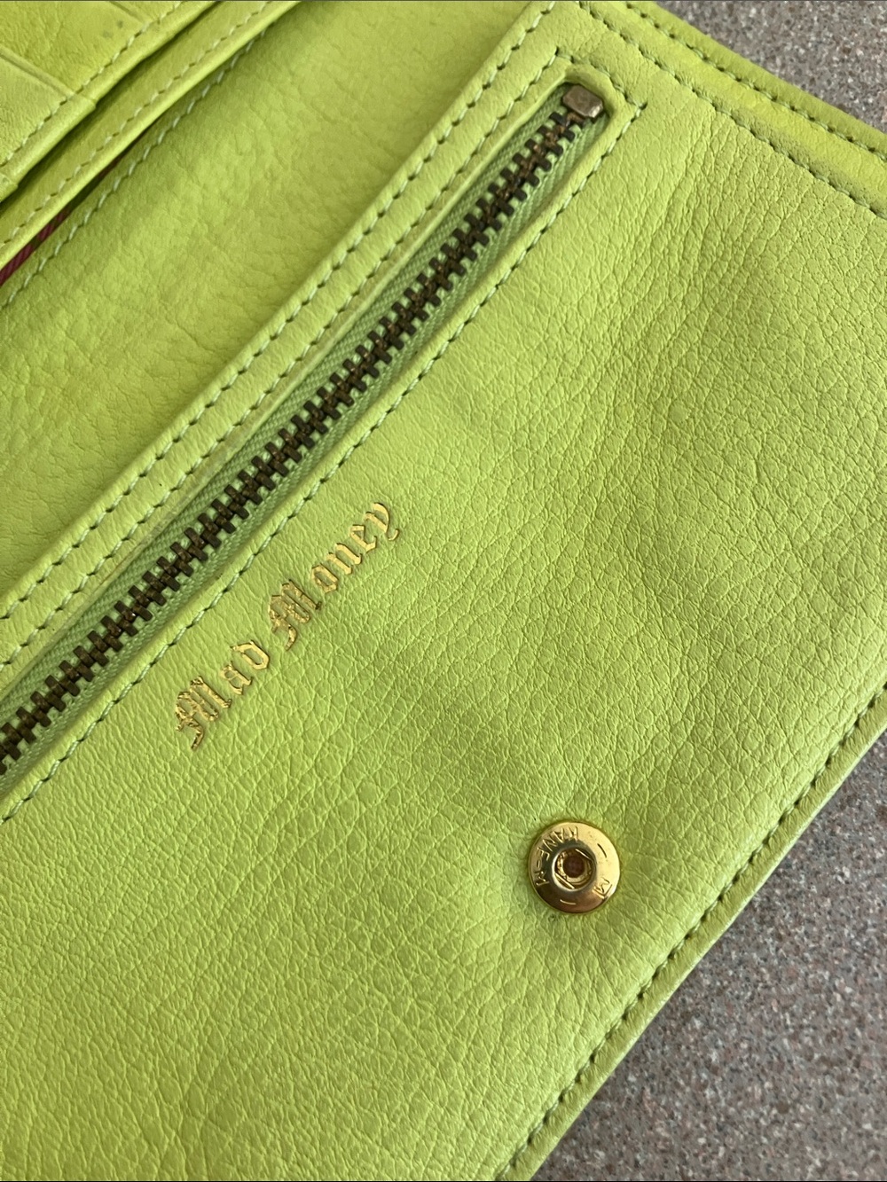 Juicy Couture Pink Terry Cloth Wallet with Lime Green Embroidery and leather - Picture 6 of 10